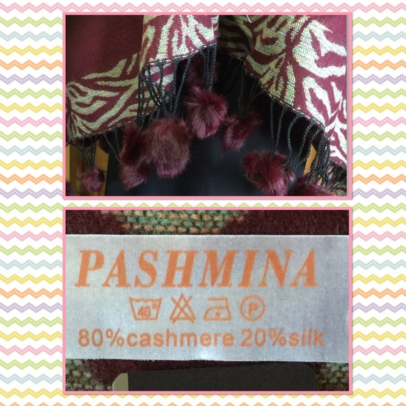 Elegant Cashmere pom pom shawl warp - Picture 5 of 6